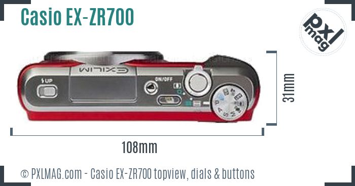 Casio Exilim EX-ZR700 topview buttons dials