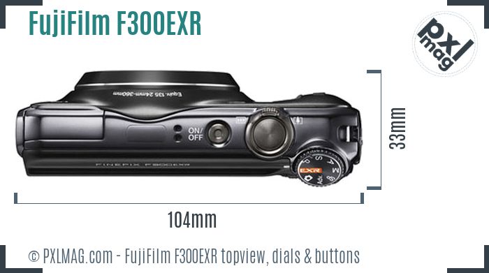 FujiFilm FinePix F300EXR topview buttons dials
