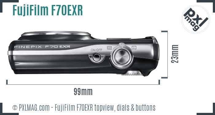 FujiFilm FinePix F70EXR topview buttons dials