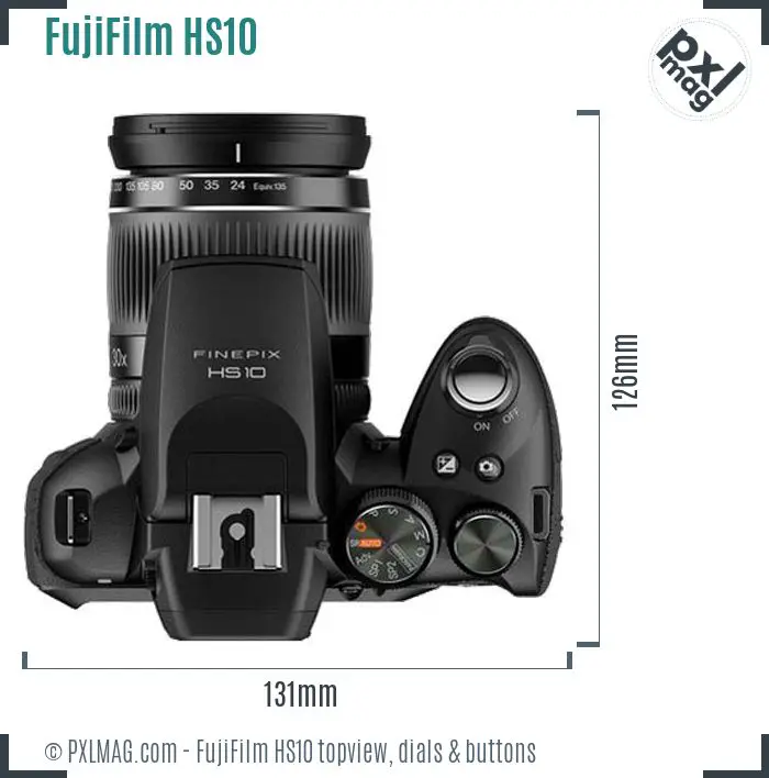 FujiFilm FinePix HS10 topview buttons dials