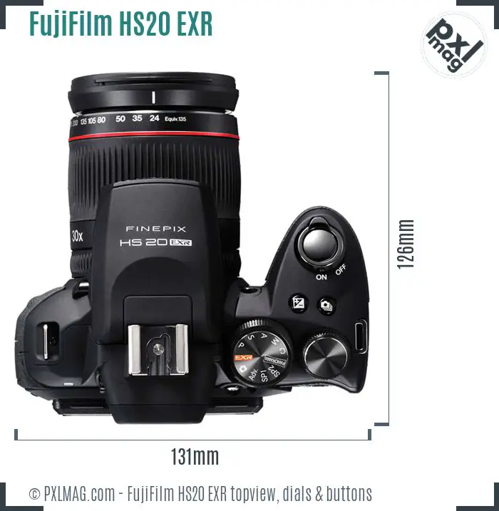 FujiFilm FinePix HS20 EXR topview buttons dials
