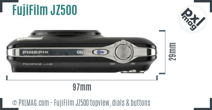 FujiFilm FinePix JZ500 topview buttons dials