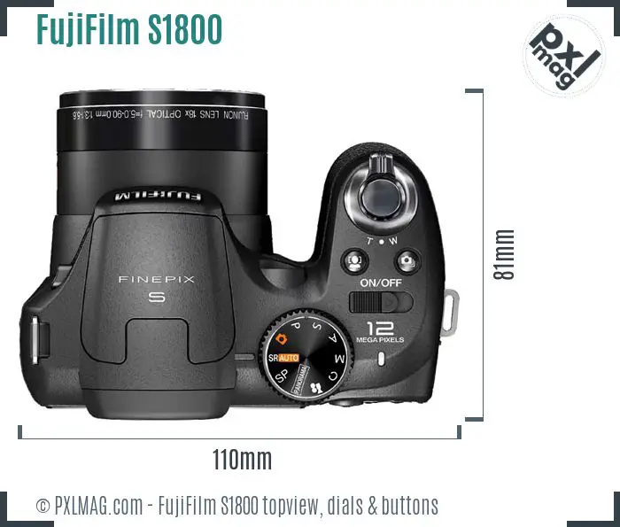 FujiFilm FinePix S1800 topview buttons dials