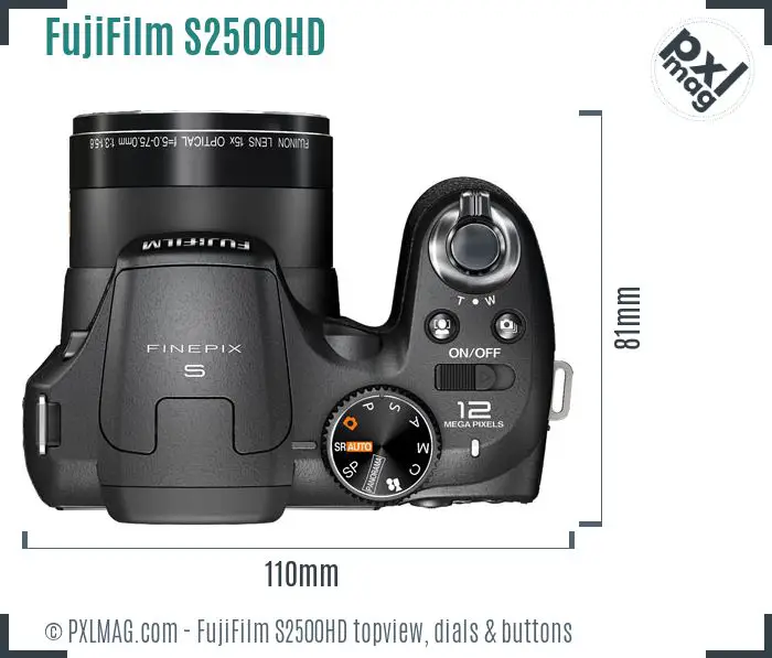 FujiFilm FinePix S2500HD topview buttons dials