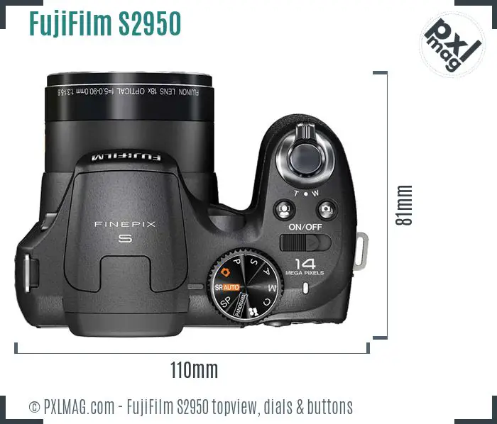 FujiFilm FinePix S2950 topview buttons dials