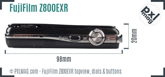 FujiFilm FinePix Z800EXR topview buttons dials
