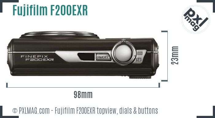 Fujifilm FinePix F200EXR topview buttons dials