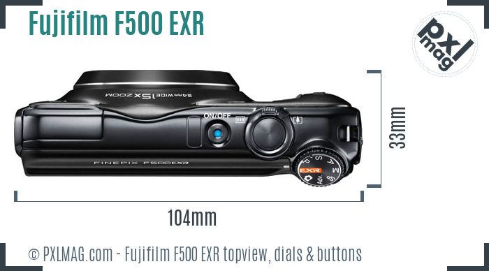 Fujifilm FinePix F500 EXR topview buttons dials