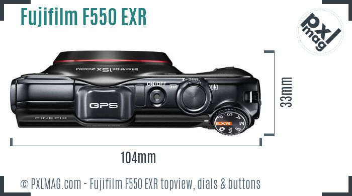 Fujifilm FinePix F550 EXR topview buttons dials