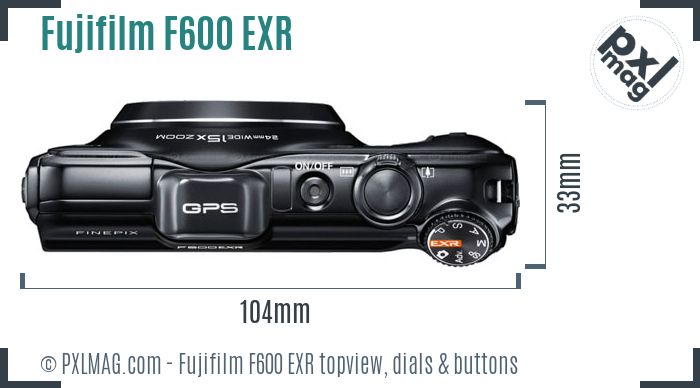 Fujifilm FinePix F600 EXR topview buttons dials