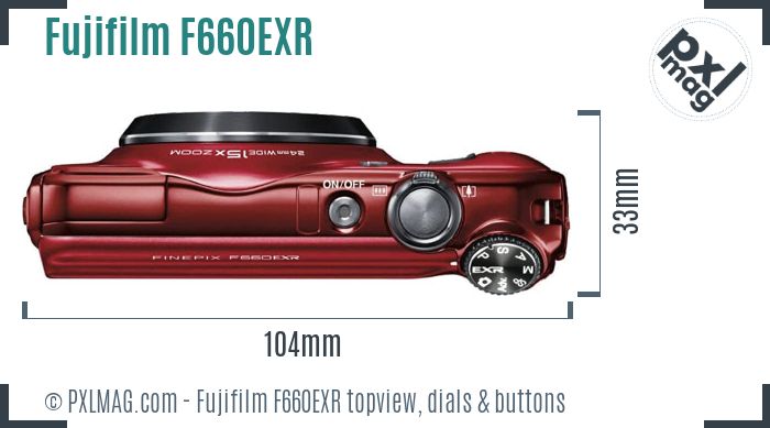 Fujifilm FinePix F660EXR topview buttons dials