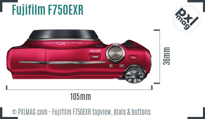 Fujifilm FinePix F750EXR topview buttons dials