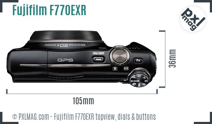 Fujifilm FinePix F770EXR topview buttons dials
