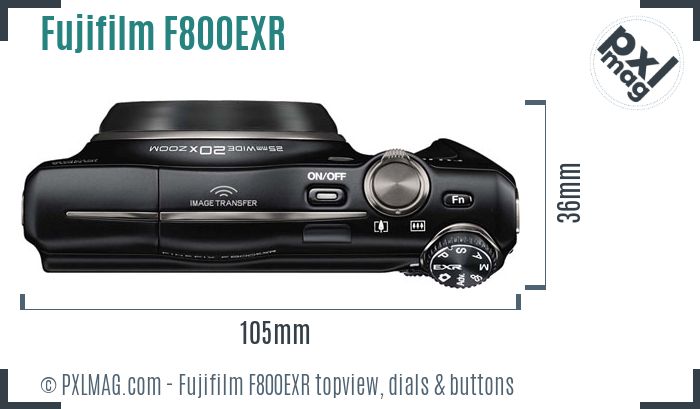 Fujifilm FinePix F800EXR topview buttons dials