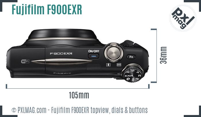 Fujifilm FinePix F900EXR topview buttons dials