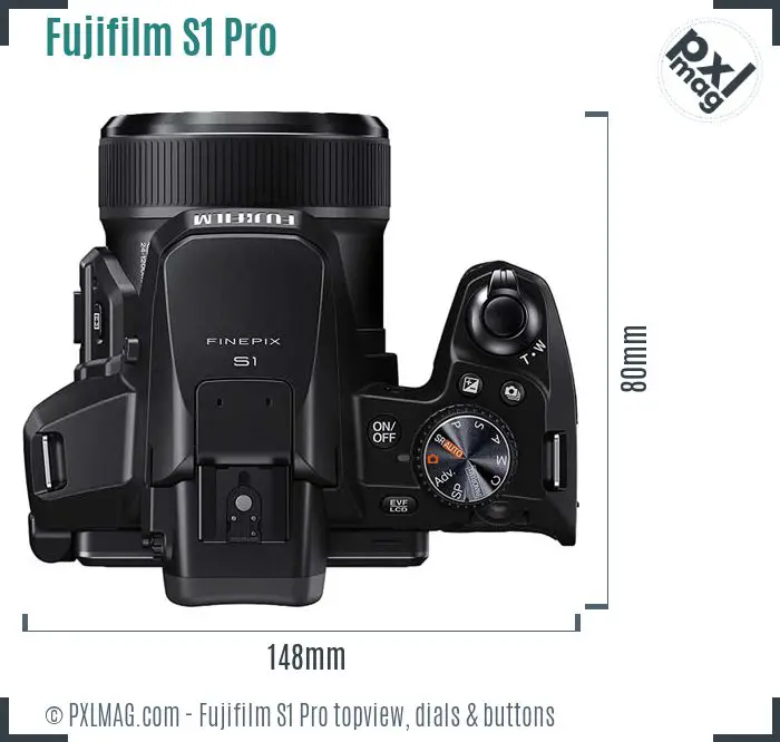 Fujifilm FinePix S1 Pro topview buttons dials