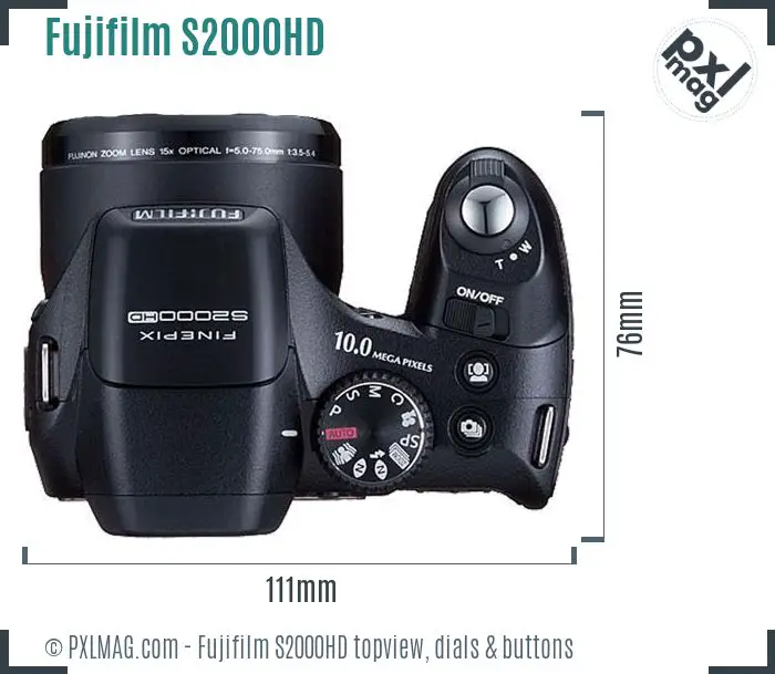 Fujifilm FinePix S2000HD topview buttons dials