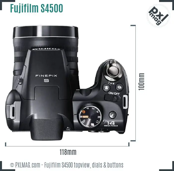 Fujifilm FinePix S4500 topview buttons dials