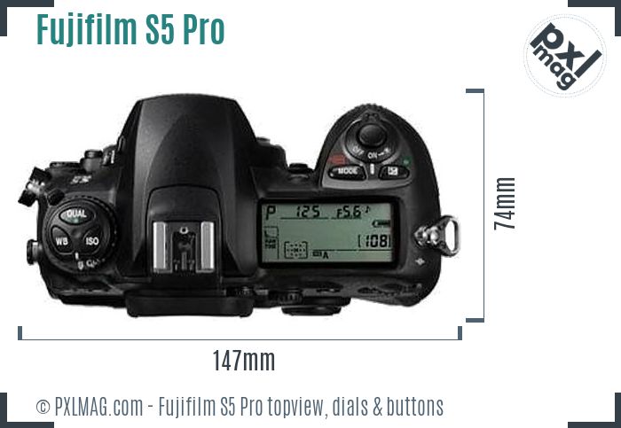 Fujifilm FinePix S5 Pro topview buttons dials