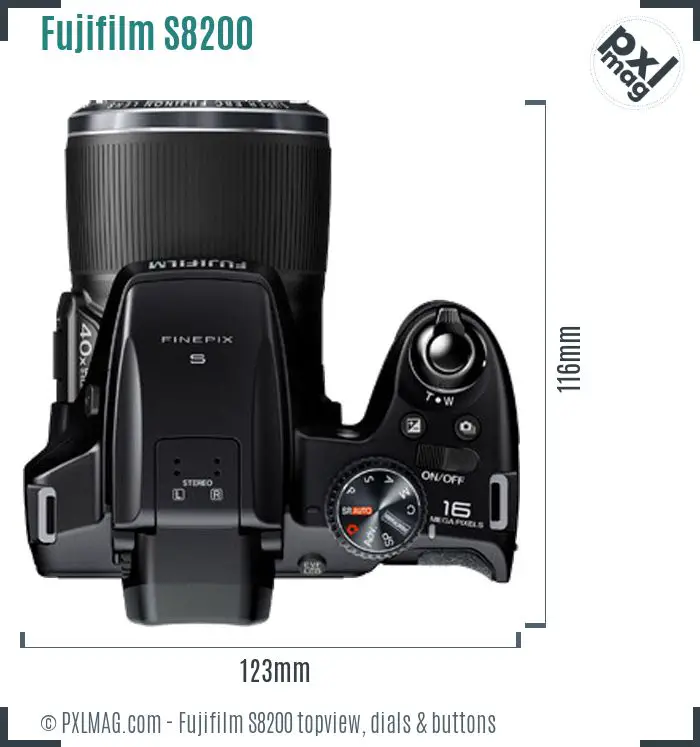 Fujifilm FinePix S8200 topview buttons dials
