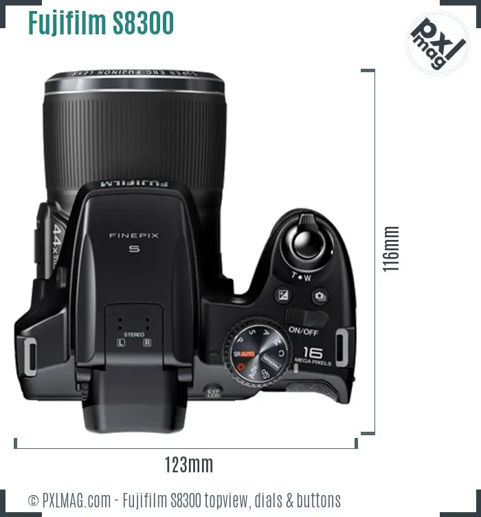 Fujifilm FinePix S8300 topview buttons dials