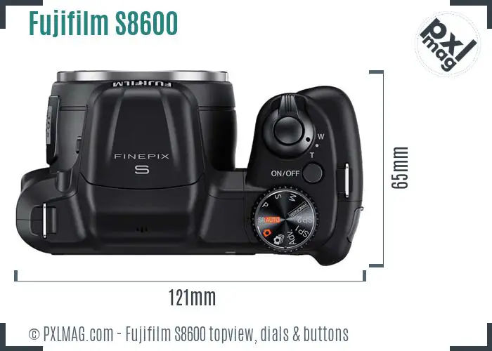 Fujifilm FinePix S8600 topview buttons dials