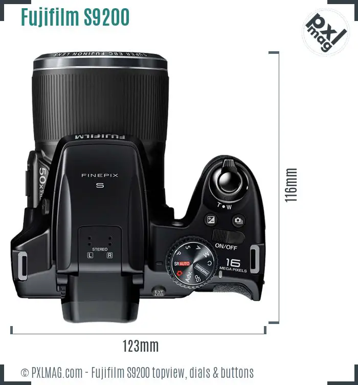 Fujifilm FinePix S9200 topview buttons dials