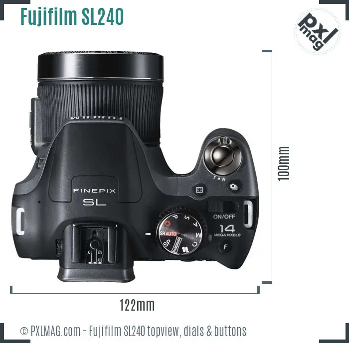 Fujifilm FinePix SL240 topview buttons dials