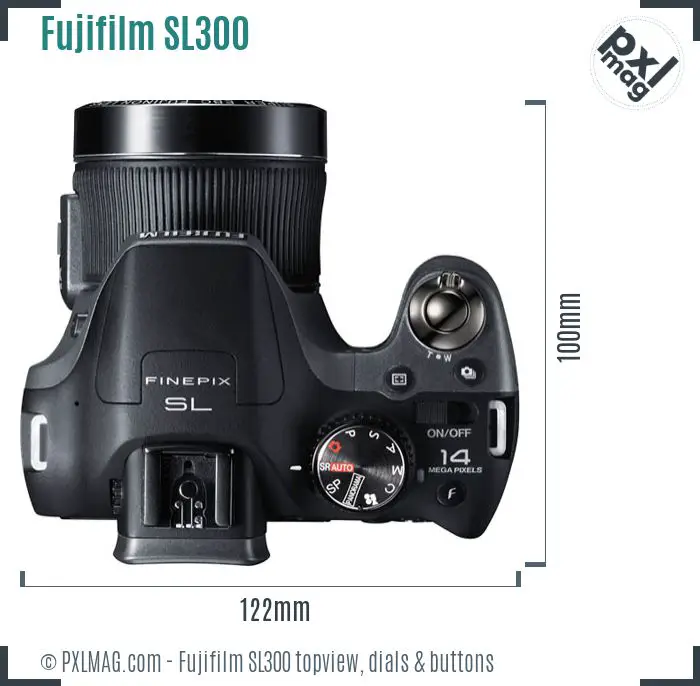Fujifilm FinePix SL300 topview buttons dials