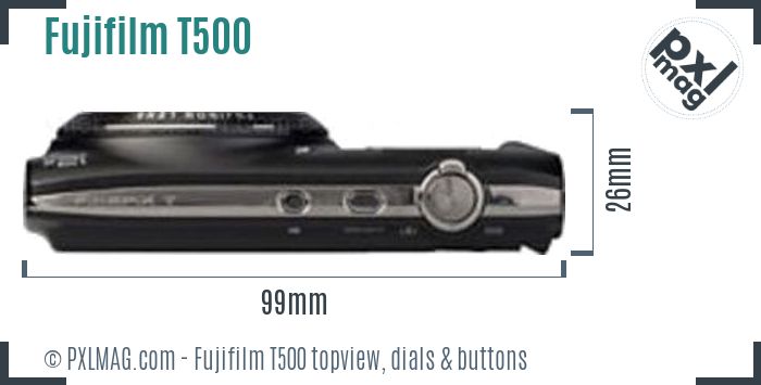 Fujifilm FinePix T500 topview buttons dials