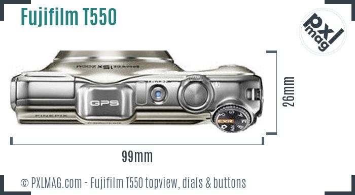 Fujifilm FinePix T550 topview buttons dials