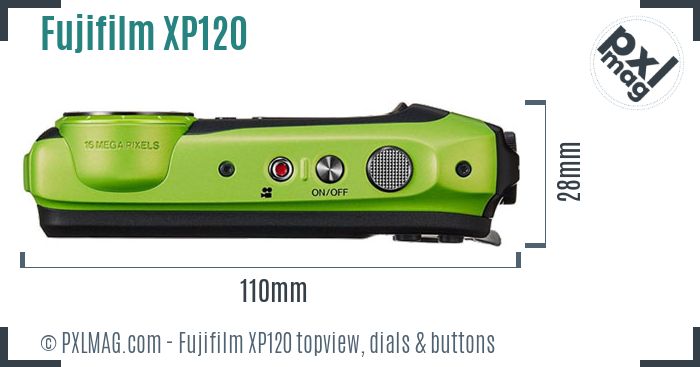 Fujifilm FinePix XP120 topview buttons dials