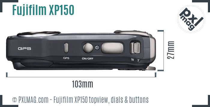 Fujifilm FinePix XP150 topview buttons dials