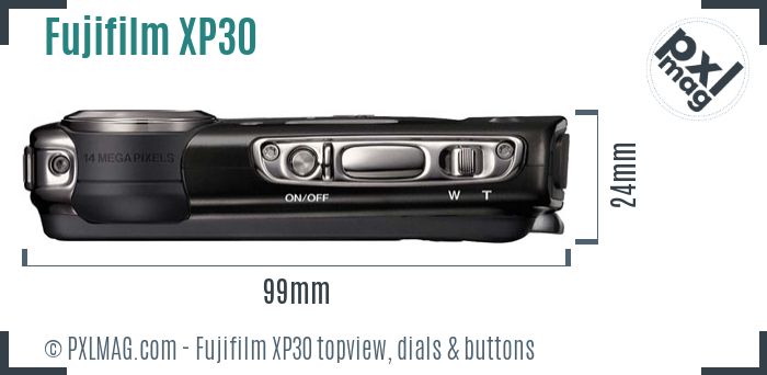 Fujifilm FinePix XP30 topview buttons dials