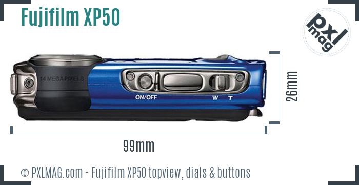 Fujifilm FinePix XP50 topview buttons dials