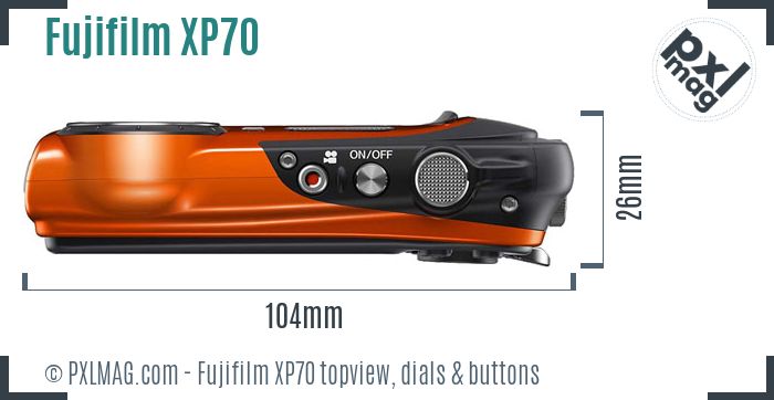 Fujifilm FinePix XP70 topview buttons dials