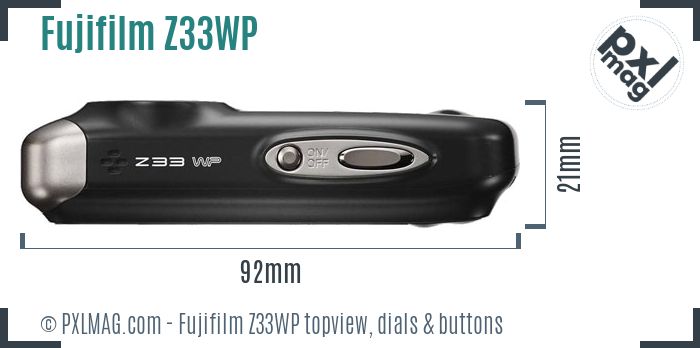 Fujifilm FinePix Z33WP topview buttons dials