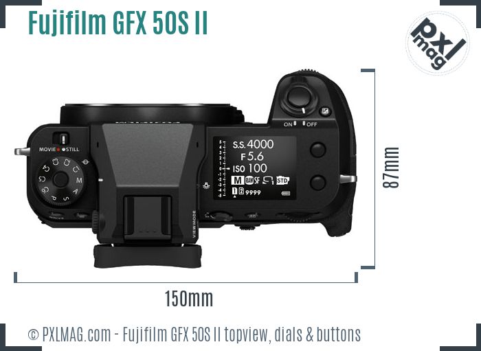 Fujifilm GFX 50S II topview buttons dials