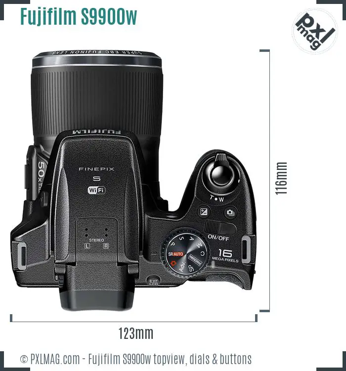 Fujifilm S9900w topview buttons dials