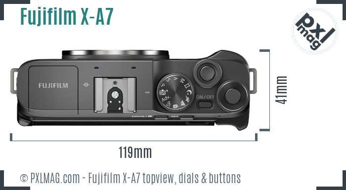 Fujifilm X-A7 topview buttons dials
