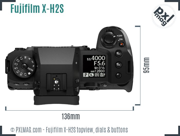 Fujifilm X-H2S topview buttons dials