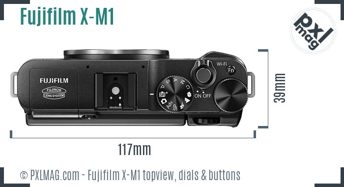 Fujifilm X-M1 topview buttons dials