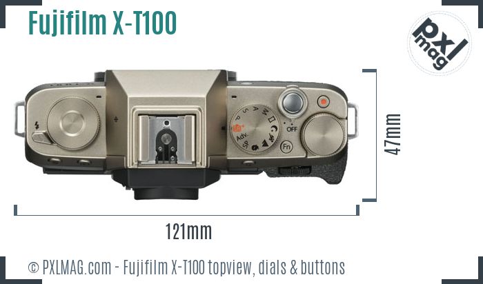 Fujifilm X-T100 topview buttons dials
