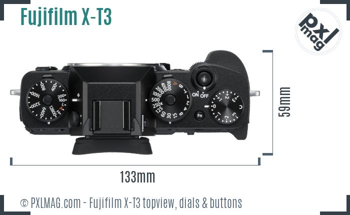 Fujifilm X-T3 topview buttons dials