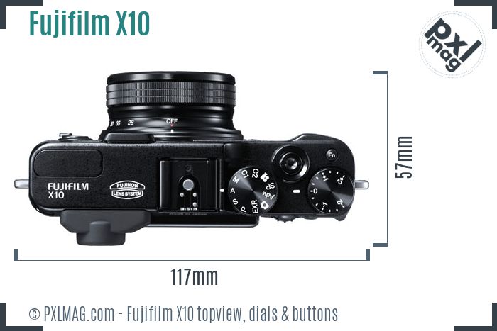 Fujifilm X10 topview buttons dials