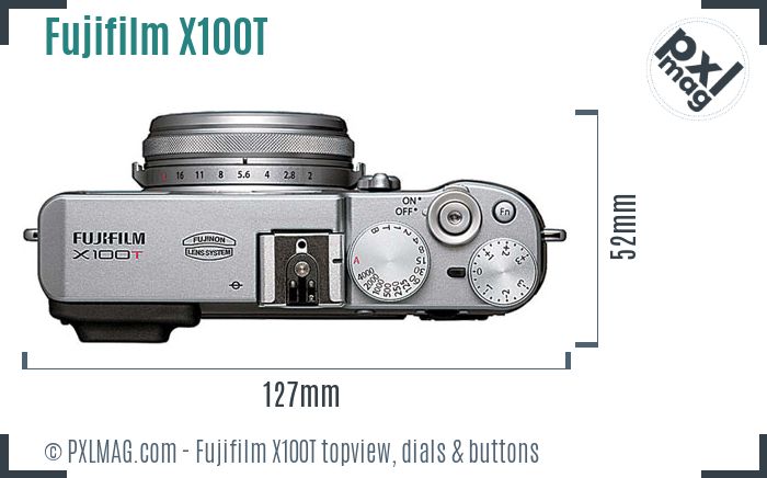 Fujifilm X100T topview buttons dials