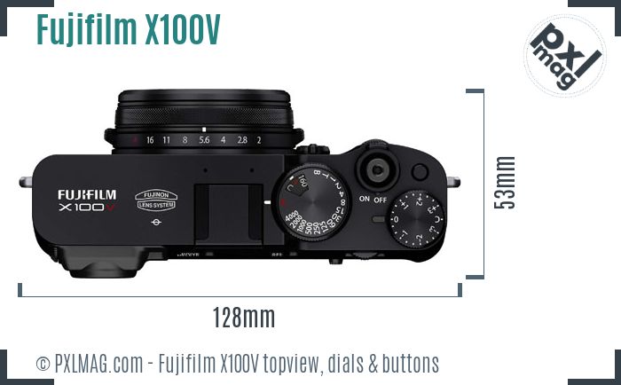 Fujifilm X100V topview buttons dials