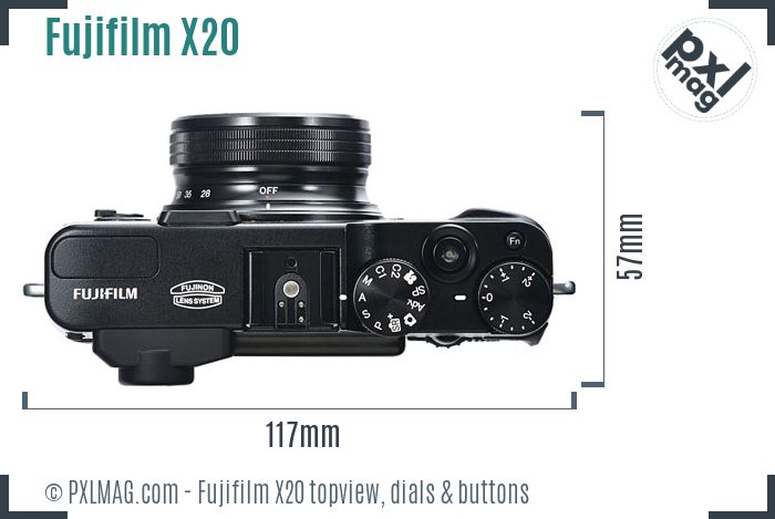 Fujifilm X20 topview buttons dials