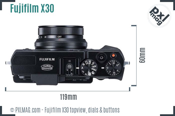 Fujifilm X30 topview buttons dials