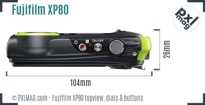 Fujifilm XP80 topview buttons dials